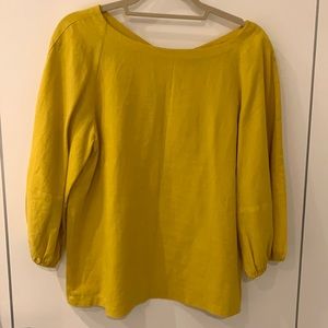 Mustard gold colored linen blend top